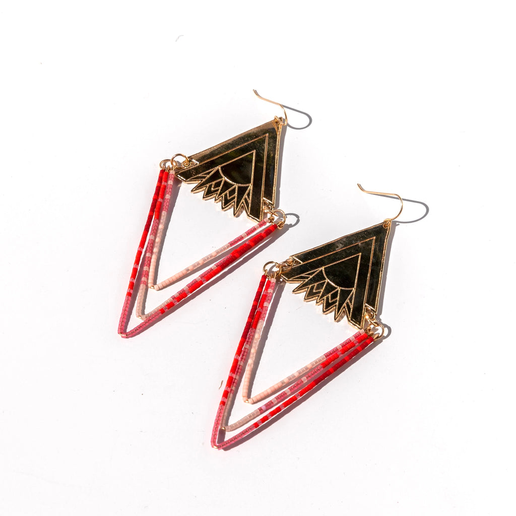 Cosmic Priestess Beaded Danglers ~ Scarlet